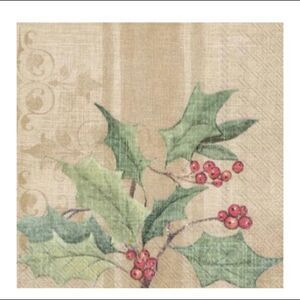 i HR Since 1977 Christmas Holly Napkins Made in Germany - 2 Packs (20)